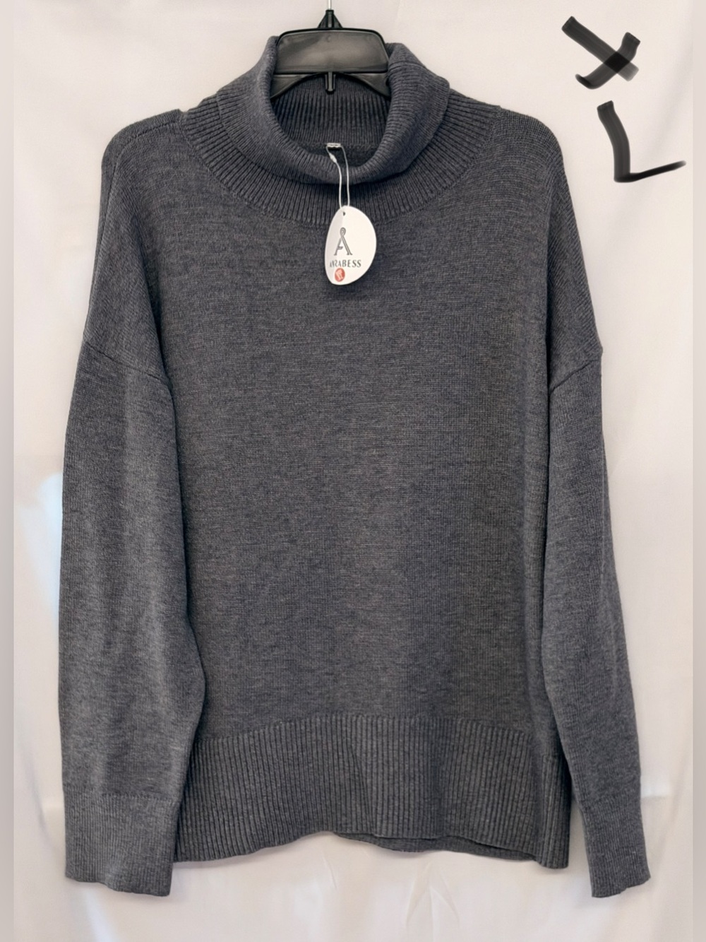 Classic Charcoal Turtleneck Sweater - Relaxed Fit